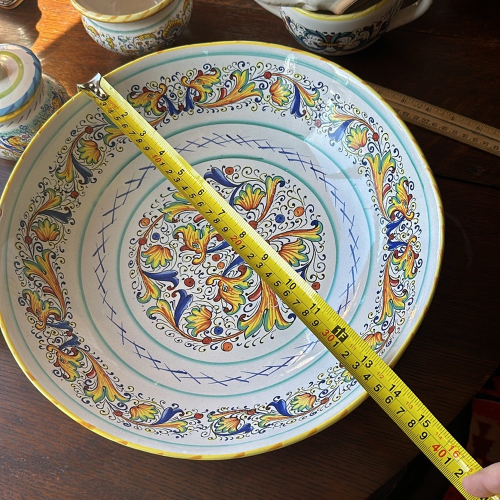 🇮🇹Meridiana ceramiche pottery large salad bowl 13.5” wide Hand painted Italy - Picture 8 of 16